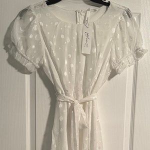 NWT | NY Collection | Women’s Belted Swiss Dot Shirt Sleeve Dress | Size 1X